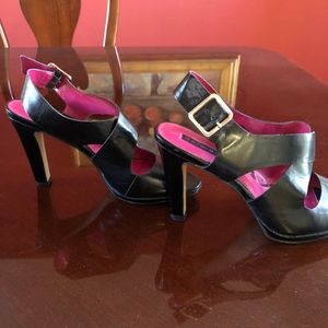 Bandolino Shoes - Black sling back high heeled leather dress sandals Bandolino Shoes - Black sling back high heeled leather dress sandals